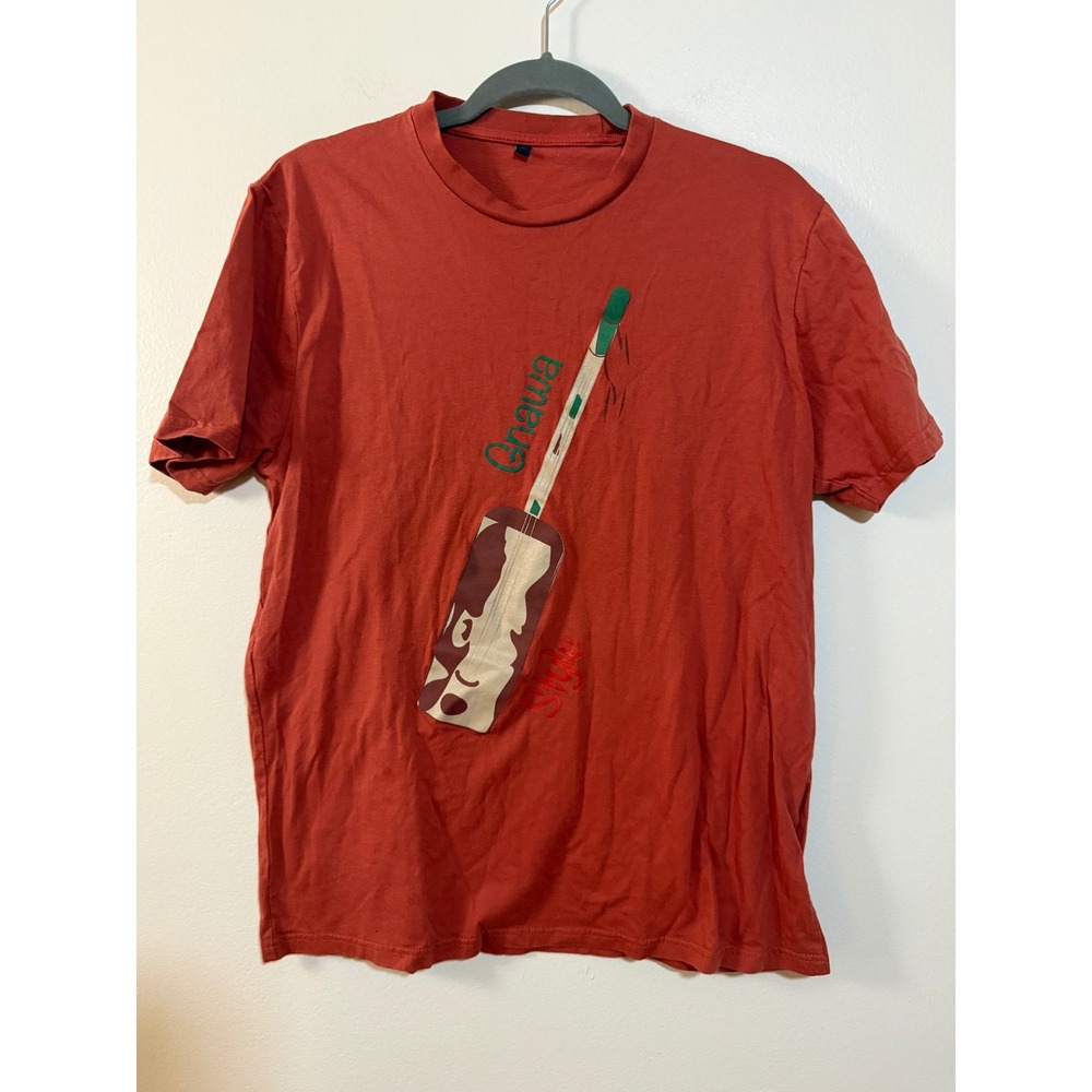 Gnawa Style Graphic T-Shirt Mens Large Red‎ Short Sleeve Cotton Morocco Tee